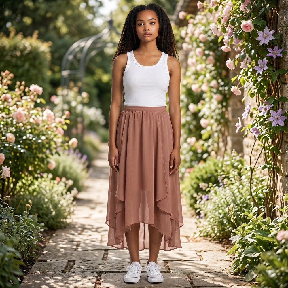 Sanctuary Maxi Skirt Women S Terracotta High Low Tulip Hem Chiffon S201-H63